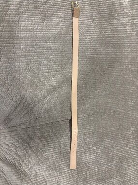 Slim Pale Blush Leather Belt with Rounded Silver Buckle